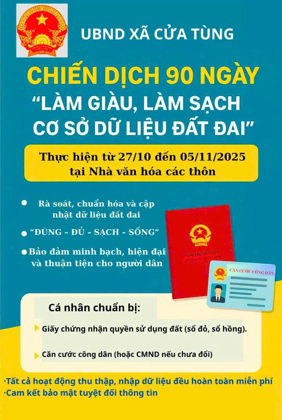 BÀI TUYÊN TRUYỀN: Xã Cửa Tùng phát động chiến dịch 90 ngày “làm giàu – làm sạch cơ sở dữ liệu đất đai”