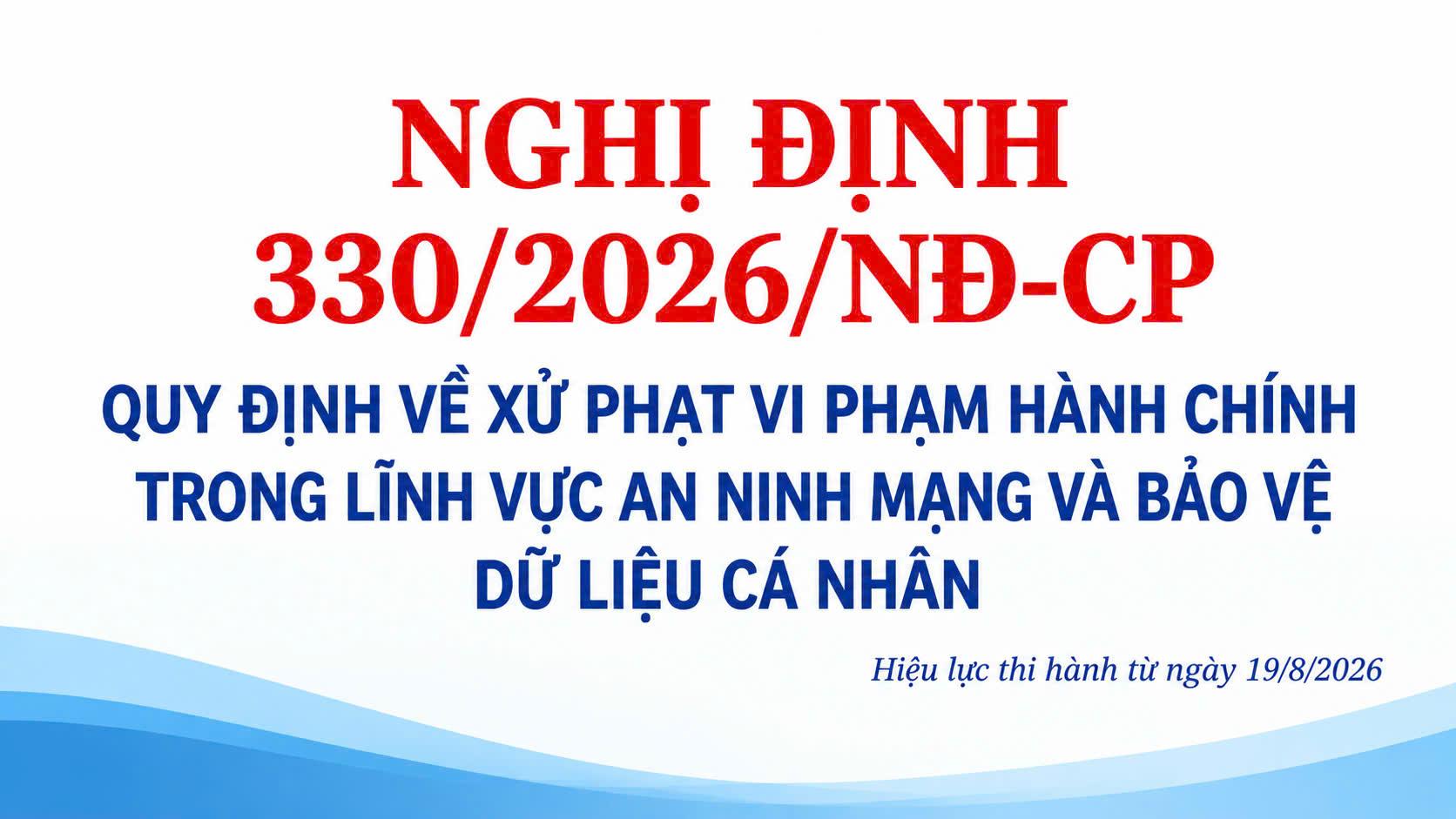 Nghị định 330/2026/NĐ-CP Quy định về xử phạt vi phạm hành chính trong lĩnh vực an ninh mạng và bảo vệ dữ liệu cá nhân.