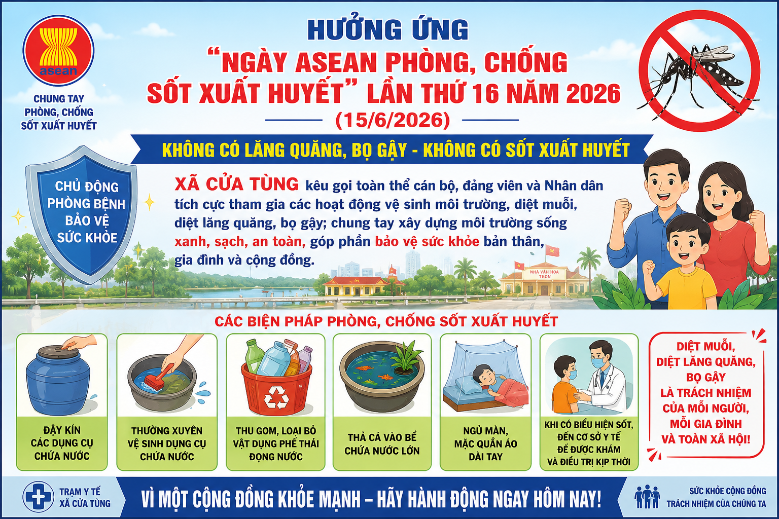 Xã Cửa Tùng hưởng ứng “Ngày ASEAN phòng, chống sốt xuất huyết” lần thứ 16 năm 2026